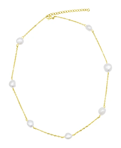 Adornia Tarnish Resistant 14K Gold-Plated Adjustable Station Cultured Freshwater Pearl Necklace