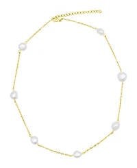Adornia Tarnish Resistant 14K Gold-Plated Adjustable Station Cultured Freshwater Pearl Necklace