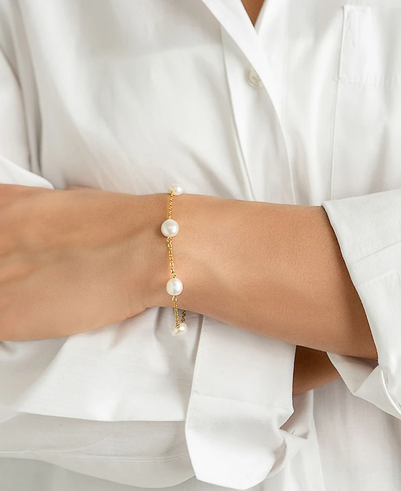 Adornia Tarnish Resistant Adjustable Station Cultured Freshwater Pearl Bracelet