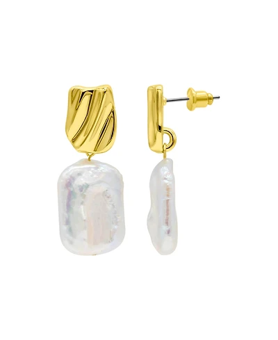 Adornia 14K Gold-Plated Cultured Freshwater Pearl Coin Drop Earrings