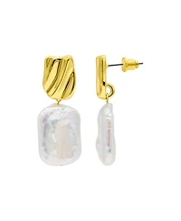 Adornia 14K Gold-Plated Cultured Freshwater Pearl Coin Drop Earrings