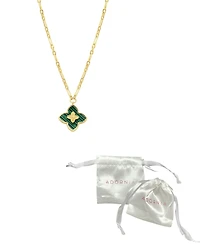 Adornia 14K Gold-Plated Green Inlay Clover Necklace