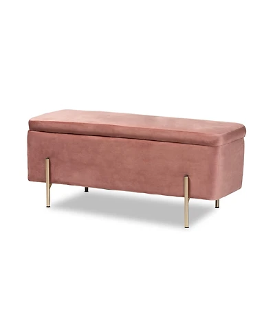Baxton Studio Rockwell Contemporary Glam and Luxe Velvet Fabric Upholstered and Finished Metal Storage Bench