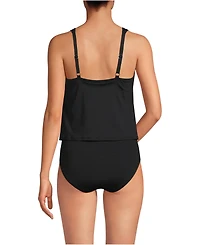 Lands' End Women's Scoop Neck One Piece Fauxkini Swimsuit