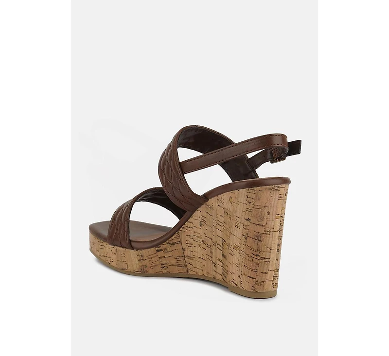 mohana quilted high wedge heel sandals