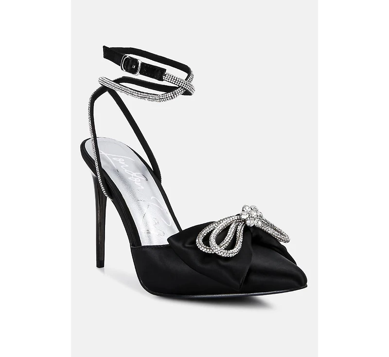 Winged High Heel Rhinestone Embellished Sandals