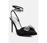 Winged High Heel Rhinestone Embellished Sandals