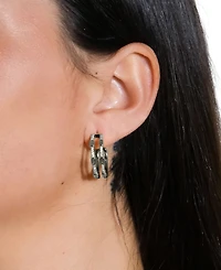Sterling Forever Cubic Zirconia Neah Hoop Earrings