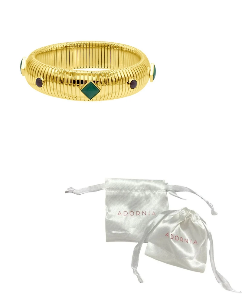Adornia 14K Gold-Plated Tall Omega Bracelet with Color Stone