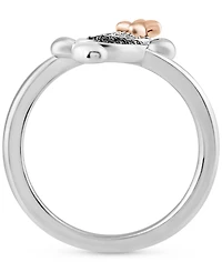 Disney Wonder Fine Jewelry Black & White Diamond Minnie Mickey Mouse Bypass Ring (1/5 ct. t.w.) Sterling Silver Rose Gold-Plate