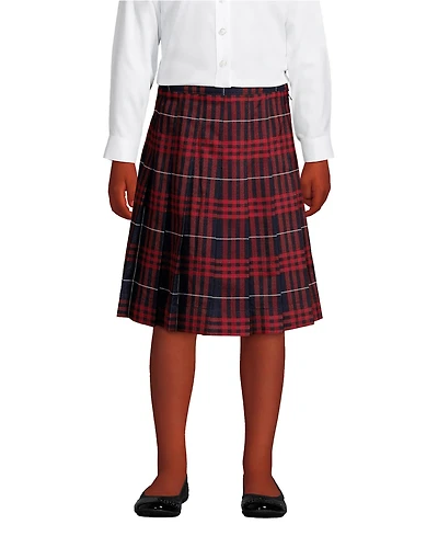 Lands' End Little Girls School Uniform Plaid Pleated Skirt Below the Knee
