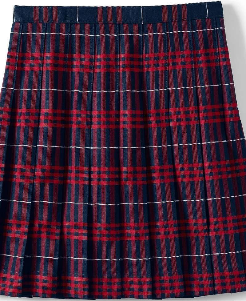 Lands' End Little Girls School Uniform Plaid Pleated Skirt Below the Knee