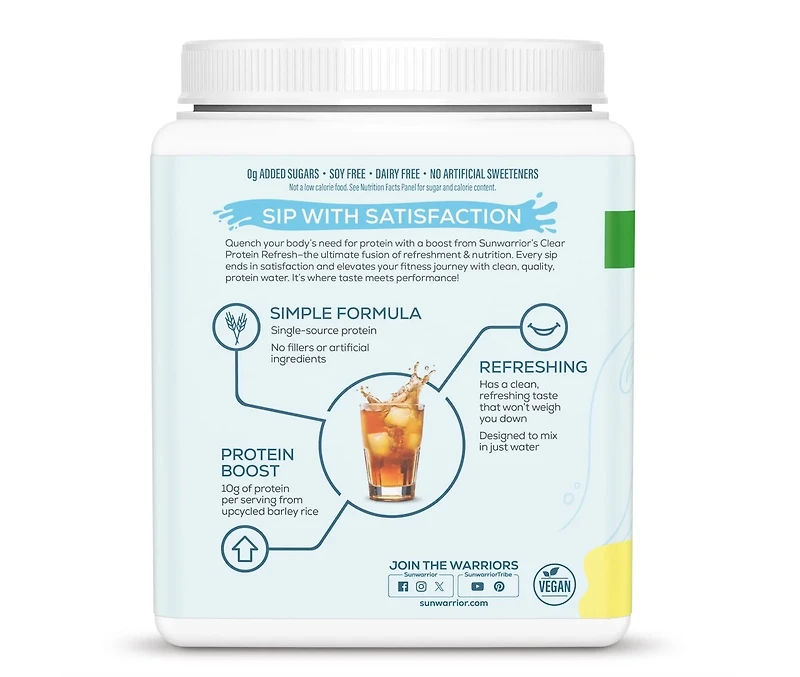 Clear Protein Refresh Protein Powder, Plant Based Protein Powder, Sunwarrior, Pineapple Coconut, 420g