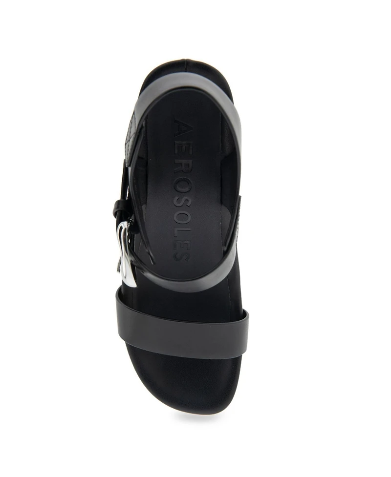 Aerosoles Women's Meyer Open Toe Buckle Strap Wedge Sandals