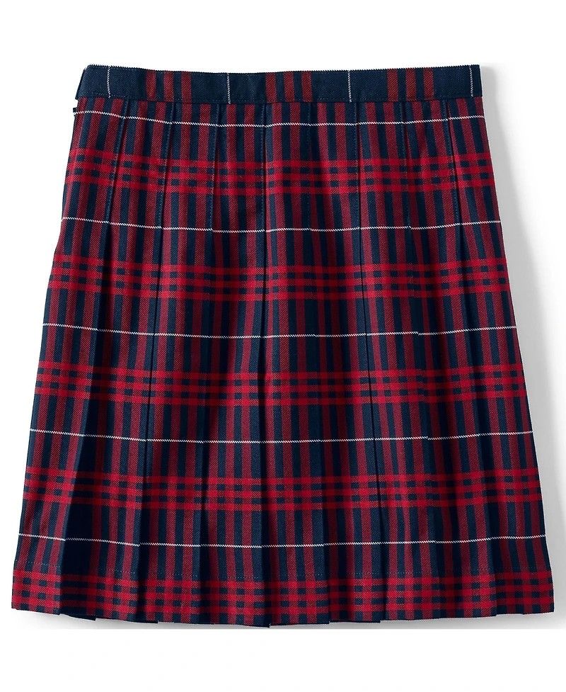 Lands' End Little Girls School Uniform Plaid Pleated Skirt Below the Knee