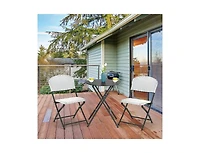 Slickblue 3 Pieces Patio Rattan Bistro Set with Round Dining Table and 2 Chairs
