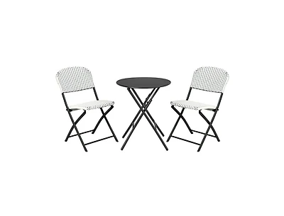 Slickblue 3 Pieces Patio Rattan Bistro Set with Round Dining Table and 2 Chairs