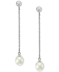 Effy Freshwater Pearl (7mm) Chain Drop Earrings in 14k White Gold