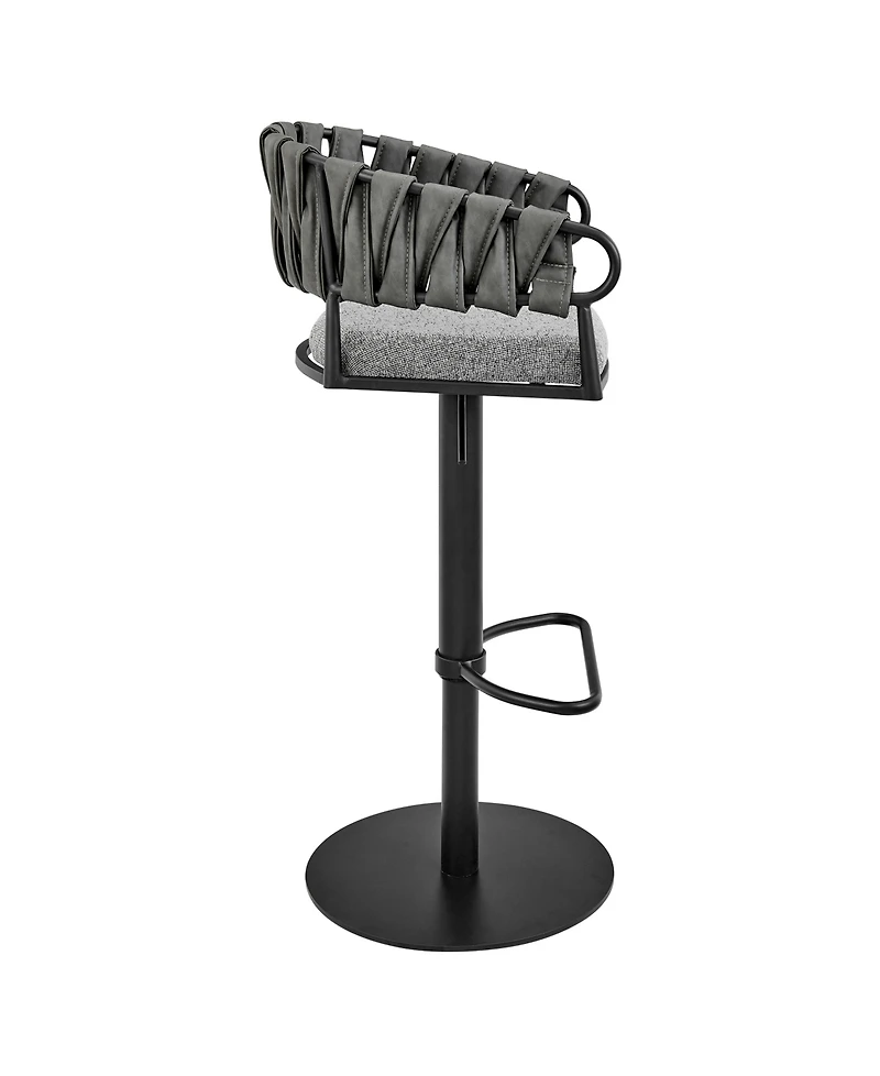 Armen Living 32"-42" Blaise Adjustable Swivel Counter or Bar Stool in Metal with Fabric and Faux Leather