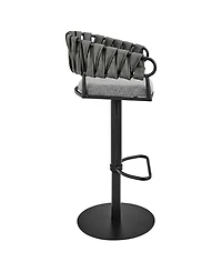Armen Living 32"-42" Blaise Adjustable Swivel Counter or Bar Stool in Metal with Fabric and Faux Leather