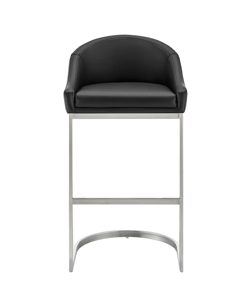 Armen Living Katherine 30" Bar Stool in Brushed Stainless Steel with Faux Leather