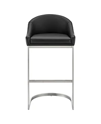 Armen Living Katherine 30" Bar Stool in Brushed Stainless Steel with Faux Leather