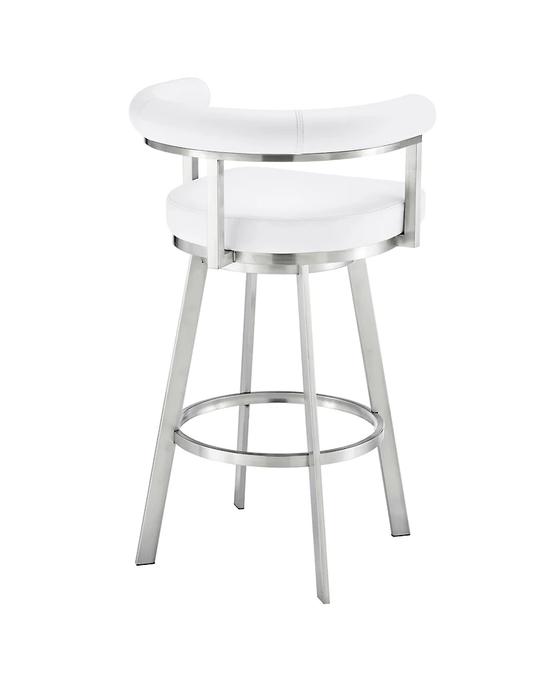 Armen Living Magnolia 26" Swivel Counter Stool in Brushed Stainless Steel with Faux Leather