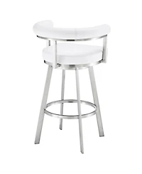 Armen Living Magnolia 26" Swivel Counter Stool in Brushed Stainless Steel with Faux Leather