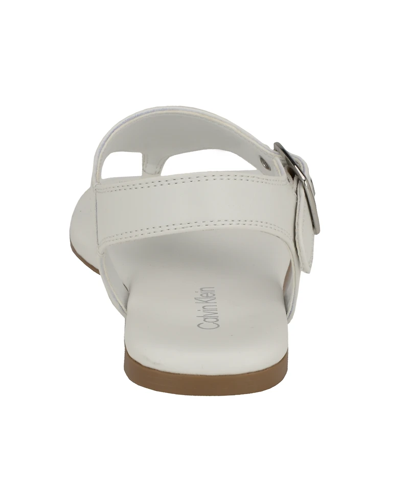 Calvin Klein Women's Moraca Buckle T-Strap Flat Sandals