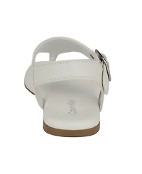 Calvin Klein Women's Moraca Buckle T-Strap Flat Sandals
