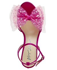 Betsey Johnson Women's Lulu Mesh Bow Block Heel Dress Sandals