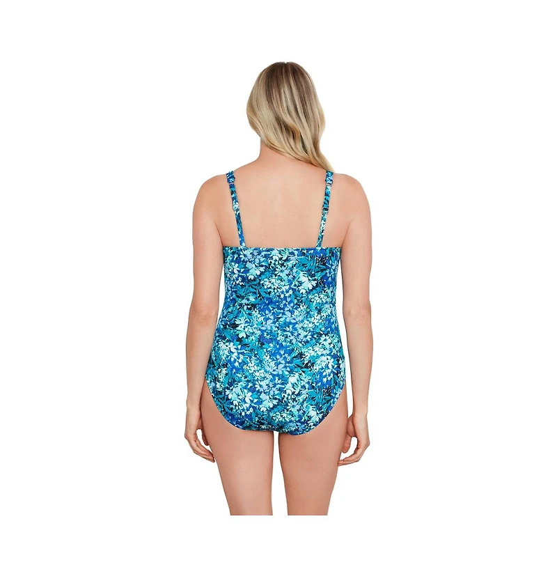 ShapeSolver by Mimi Flamingo Women's Shirred Bodice One-Piece Swimsuit