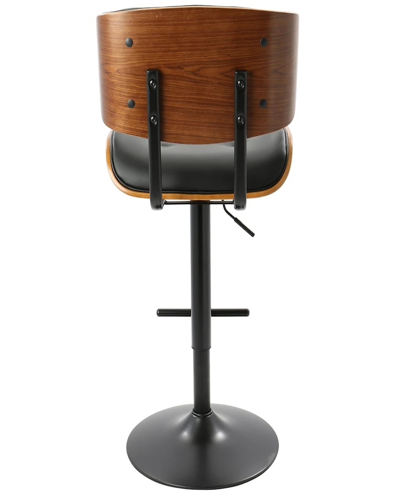 Lombardi Mid-Century Modern Adjustable Barstool in Faux Leather by Lumisource