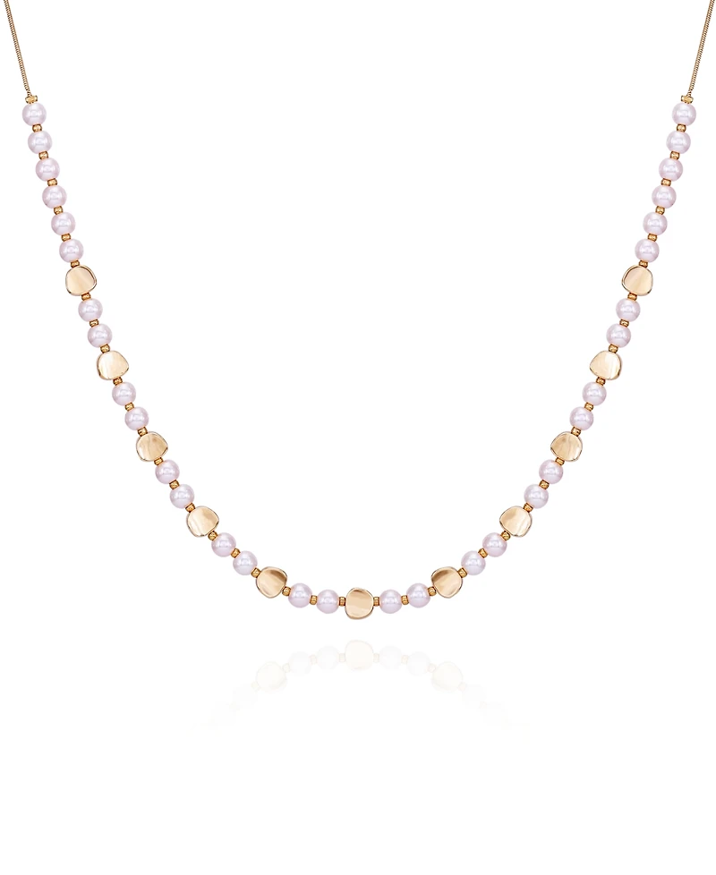 T Tahari Gold-Tone Imitation Pearl Long Statement Necklace