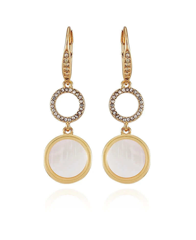 T Tahari Gold-Tone Circle Coin Leverback Drop Earrings