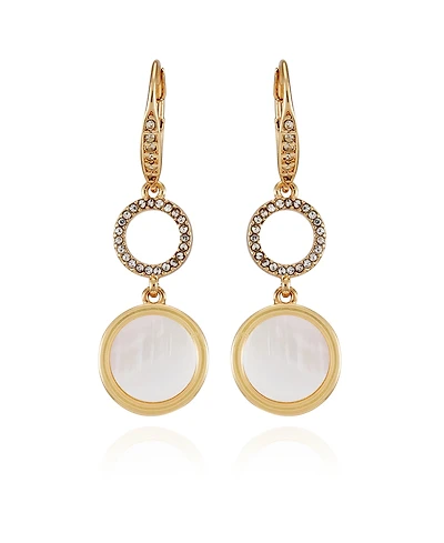 T Tahari Gold-Tone Circle Coin Leverback Drop Earrings