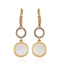 T Tahari Gold-Tone Circle Coin Leverback Drop Earrings