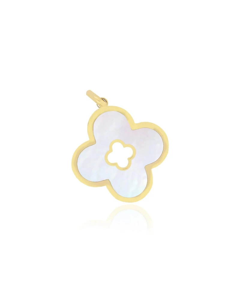 The Lovery Mother of Pearl Clover Cut Out Charm 14K Gold
