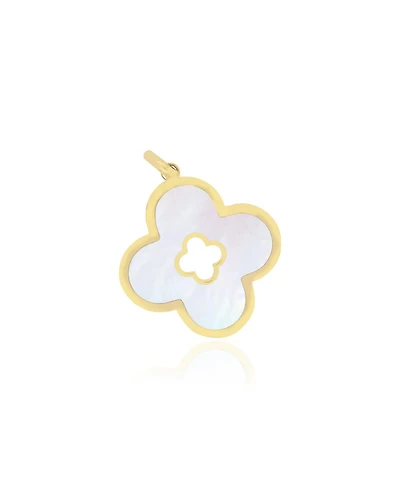 The Lovery Mother of Pearl Clover Cut Out Charm 14K Gold