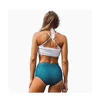 Calypsa Women's 3in1 Adjustable Strap Split Front Tankini Swim Top