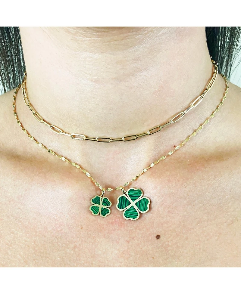 The Lovery Malachite Lucky Clover Charm 14K Gold 18 millimeters