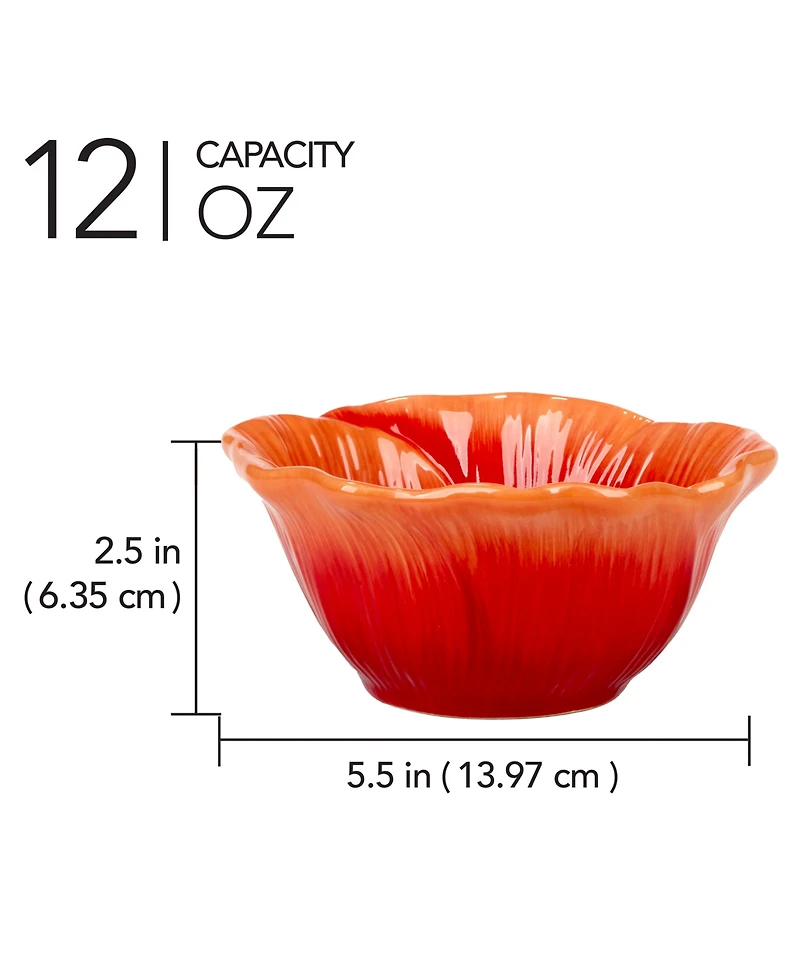 Certified International Blossom Set of 4 3-d Floral Ice Cream Bowls