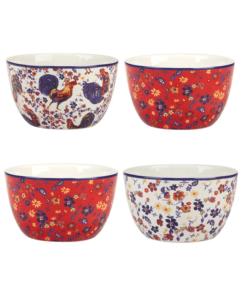 Certified International Morning Rooster Set of 4 Ice Cream Bowls