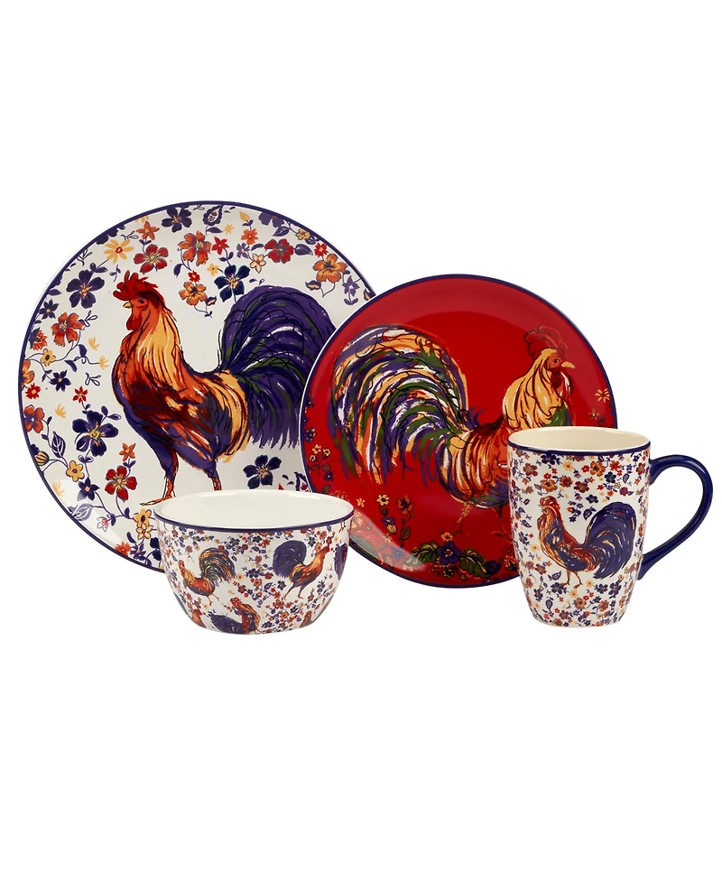 Certified International Morning Rooster 16Pc Dinnerware Set, Service for 4