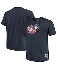 Men's Mitchell & Ness Navy Distressed Houston Rockets Big and Tall Hardwood Classics Vintage-Like Logo T-shirt