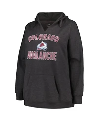 Women's Profile Heather Charcoal Colorado Avalanche Plus Arch Over Logo Pullover Hoodie