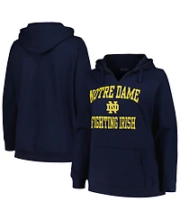 Women's Champion Navy Notre Dame Fighting Irish Plus Size Heart & Soul Notch Neck Pullover