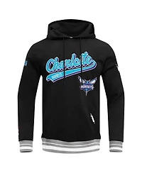 Men's Pro Standard Black Charlotte Hornets Script Tail Pullover Hoodie