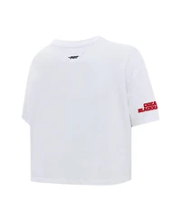 Women's Pro Standard White Chicago Blackhawks Boxy Script Tail Cropped T-shirt