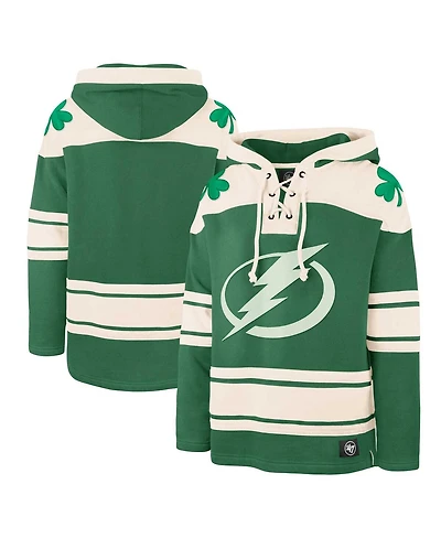 Men's '47 Brand Kelly Green Tampa Bay Lightning St. Patrick's Day Superior Lacer Pullover Hoodie